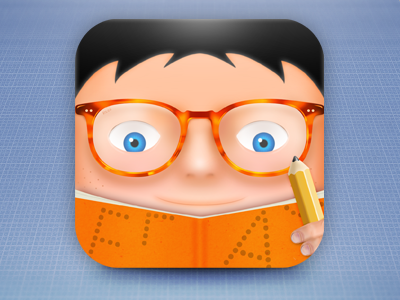 Nerd boy icon app book boy child face game glasses icon ios ipad iphone learn nerd pencil read round school student