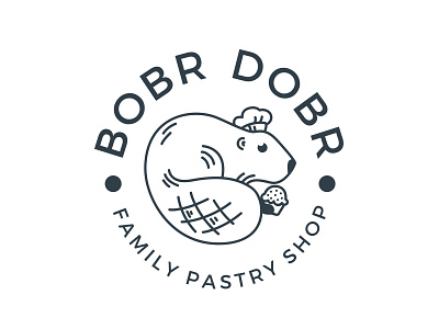 logo design for a family pastry shop "Bobr Dobr" bakery bakery logo beaver cake cakes candy candy bar design logo pastry pie