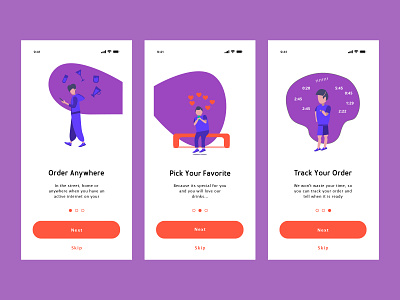 Onboarding Order App app blue clean ui illustration mobile ui purple red simple ui