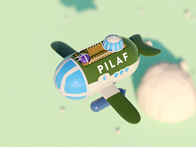Piccolo Closes In airship animation c4d dragon ball fly green plane