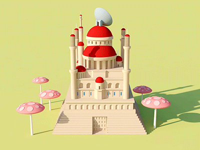 Pilaf's Castle 3d animation c4d castle dragon ball loop mushroom palace