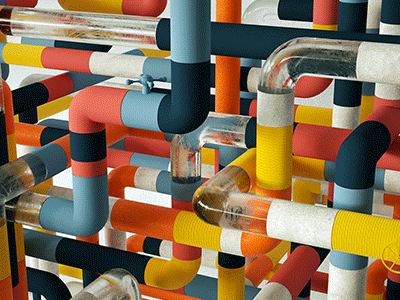 Pipes 3d c4d cinmea 4d color colorful fabric gif motion movement octane render pipes playful