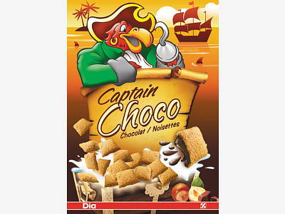 Captain choco illustration packaging