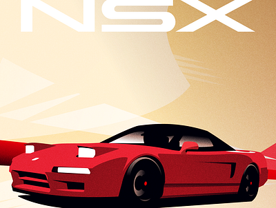Honda NSX automotive car design geometric illustration illustrator minimal retro simple vector