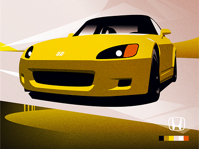 Honda S2K automotive car convertible design geometric graphic design honda illustration illustrator minimal roadster s2000 s2k simple vector vintage