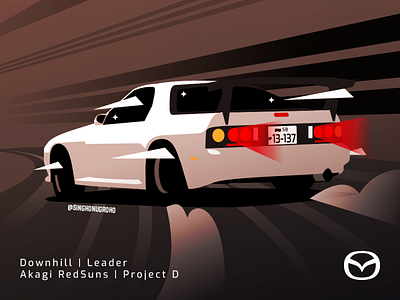 Ryosuke Takahashi's Mazda SAVANNA RX-7 ∞ III (FC3S) anime auto automotive car clean design drift illustration illustrator initiald jdm manga mazda minimal nft simple vector