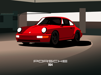 Porsche 964 auto branding design geometric illustration illustrator minimal simple vector