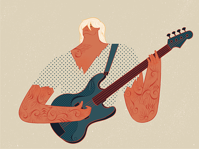 Bass Guitar Character 2d art bass character guitar illustration vector