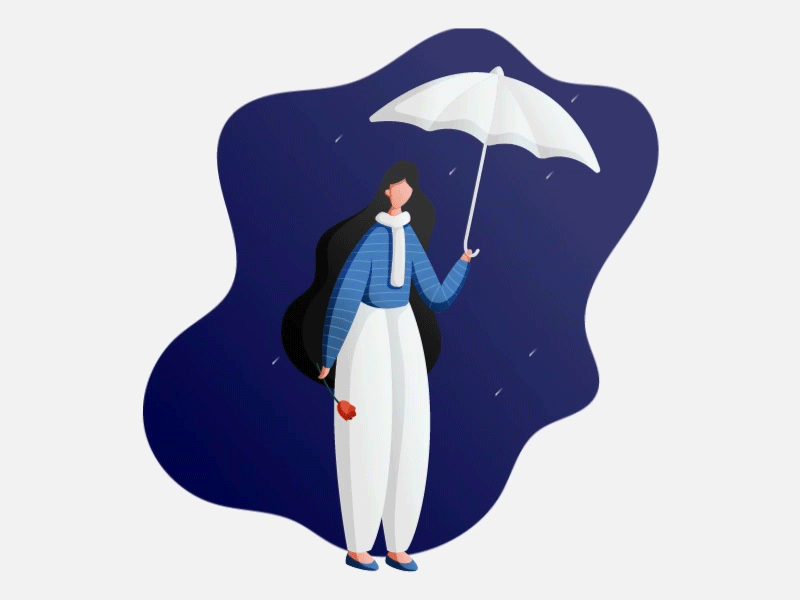 Girl in The Rain design girl character illustration motion rain vector