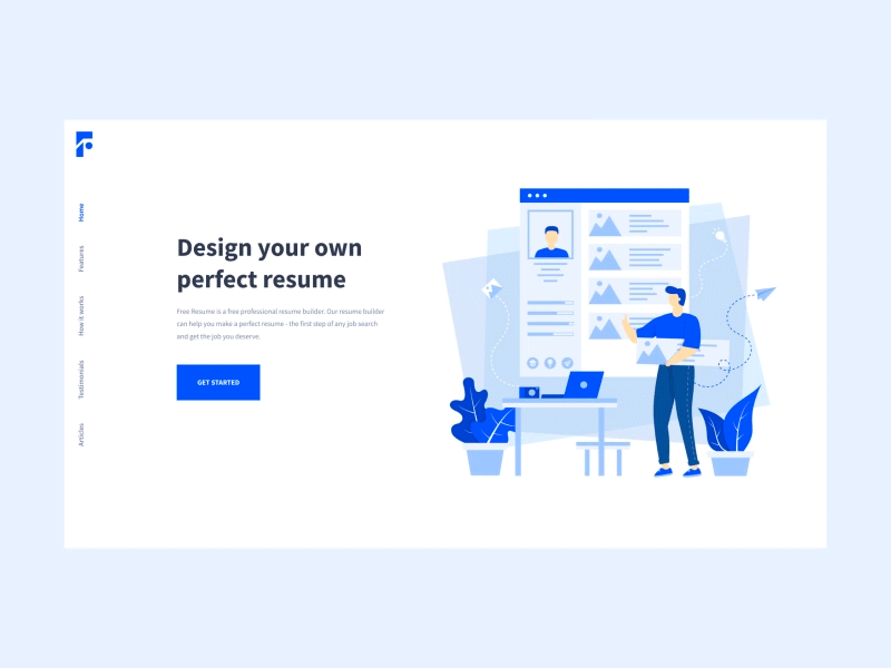 FreeResume Landing Page design freeresume illustration interaction landingpage motion graphic ui ux web website