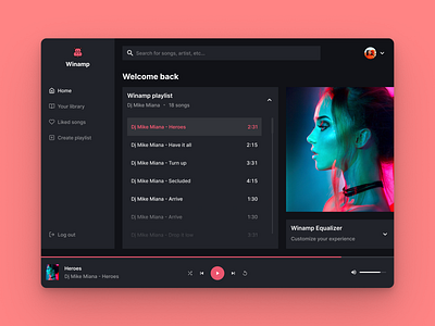 Winamp Redesign design ui ux web web design