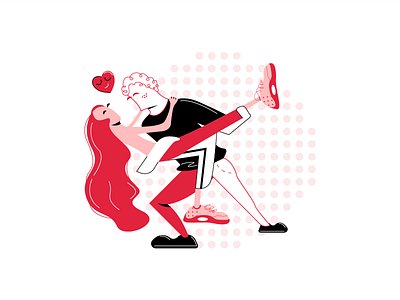 Lovers art character cute dance date heart illustration love valentine day vector