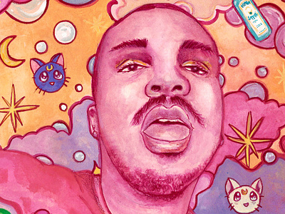 Kawaii Father awful hiphop illustration painting rap records