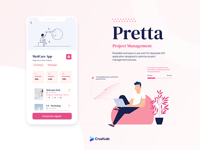 Pretta - Project Management iOS app appdevelopment appillustration cleandesign flatdesign iosapp iosdevelopment materialdesign mobiledesign mobiledevelopment pretta projectmanagemenetapp