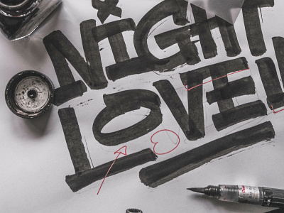 "Night Lovell" - Sketch behindthescenes calligraphy design graphic art graphic design illustration lettering process sketch sketches snooze snoozeone type typography