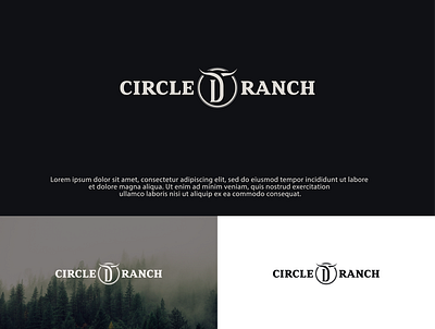 Circle D Ranch (Client Work) black and white logo client work horns logo logo design ranch logo retro
