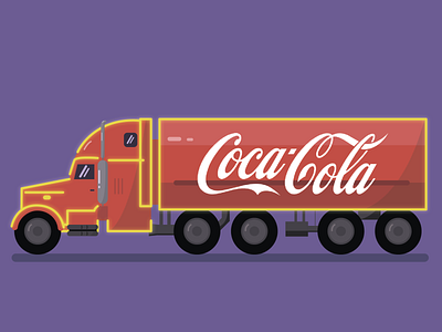 Truck Coca Cola art cocacola design flat icon illustration illustrator logo minimal truck vector