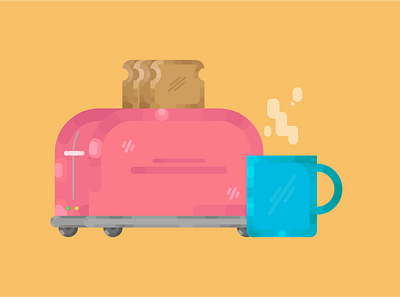 Toaster art design flat icon illustration illustrator logo minimal toaster vector