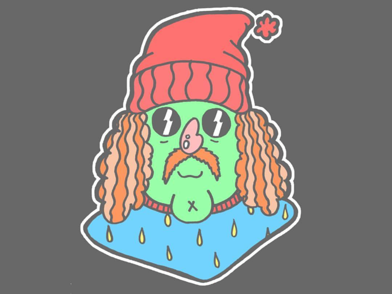 Road Trippin’ sweat lsd pin cartoon beanie green hallucinating trippy acid