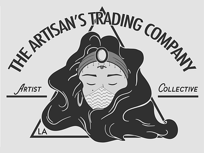 Artisans collective black cartoon grey gypsy la logo los ángeles mask procreate white woman
