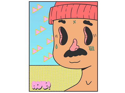 Ayeee acid animation cartoon character chill color illustration illustrator mustache photoshop pink tattoo trippy