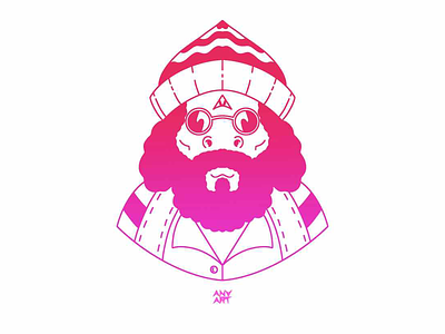 Gradient guru cartoon character chi gradient guru meditation pink procreate red trippy