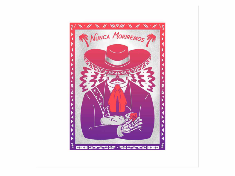 Nunca moriremos style palm tree spanish gradient skull life death tradition culture mexico dia de los muertos
