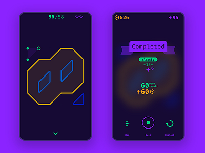 Dot/Shape logic game completed flat flat ui design game geometry gui logic minimal minimalism minimalistic mobile ui ui design winner