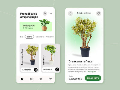 Plant Shop App - Online Cvećara app design ecommerce flower app flower shop plant shop plants serbia serbianart ui shop