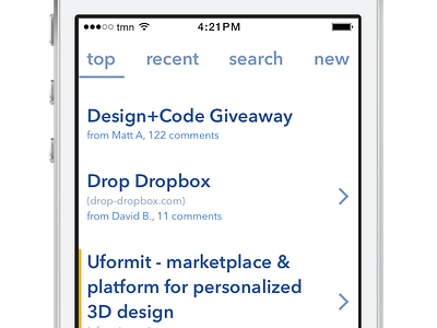 Designer News iOS App designer news ios ui