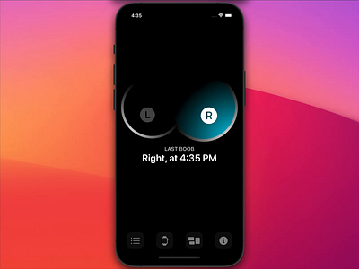 Booby Track, for iOS animation app baby boobs breastfeeding ios parenthood product design swiftui ui