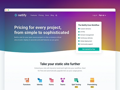 New Netlify Site: Pricing features gradients home page illustration landing marketing pricing waves