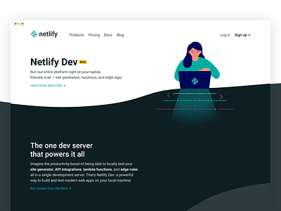 Netlify Dev: Marketing page dev illustration landing marketing netlify ui waves
