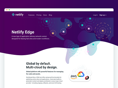 Netlify Edge: Marketing page hero illustration landing marketing netlify wave website world map