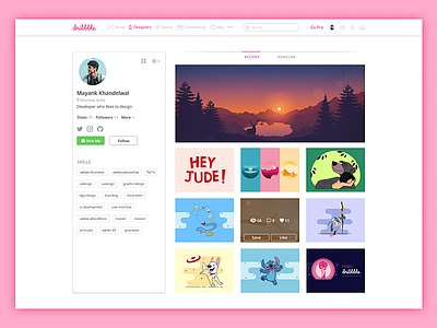 Dribbble Profile Page Light Theme Redesign