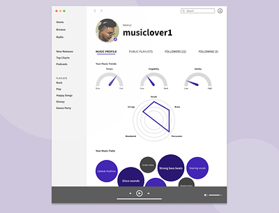 User profile design music music app profile ui uidesign user profile