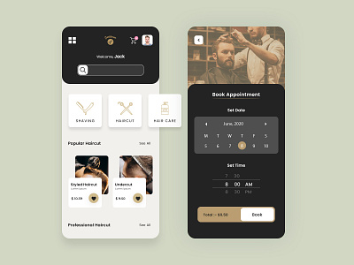 Gentleman Barbershop App - UI Design app design ui ux