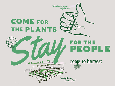 Come for the plants garden illustration illustration design people planting thumbs up