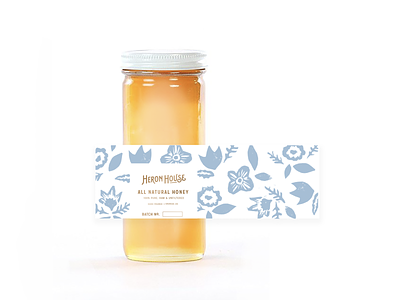 Linocut Honey Label blockprint floral foil food honey illustration linocut packaging