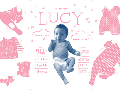 Birth Announcement: Lucy birth announcement letterpress