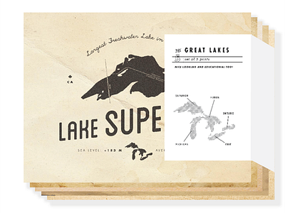 Great Lakes Prints erie great lakes huron lake lake superior letterpress michigan ontario water