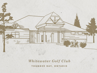 Whitewater Golf Club building golf illustration line art thunder bay