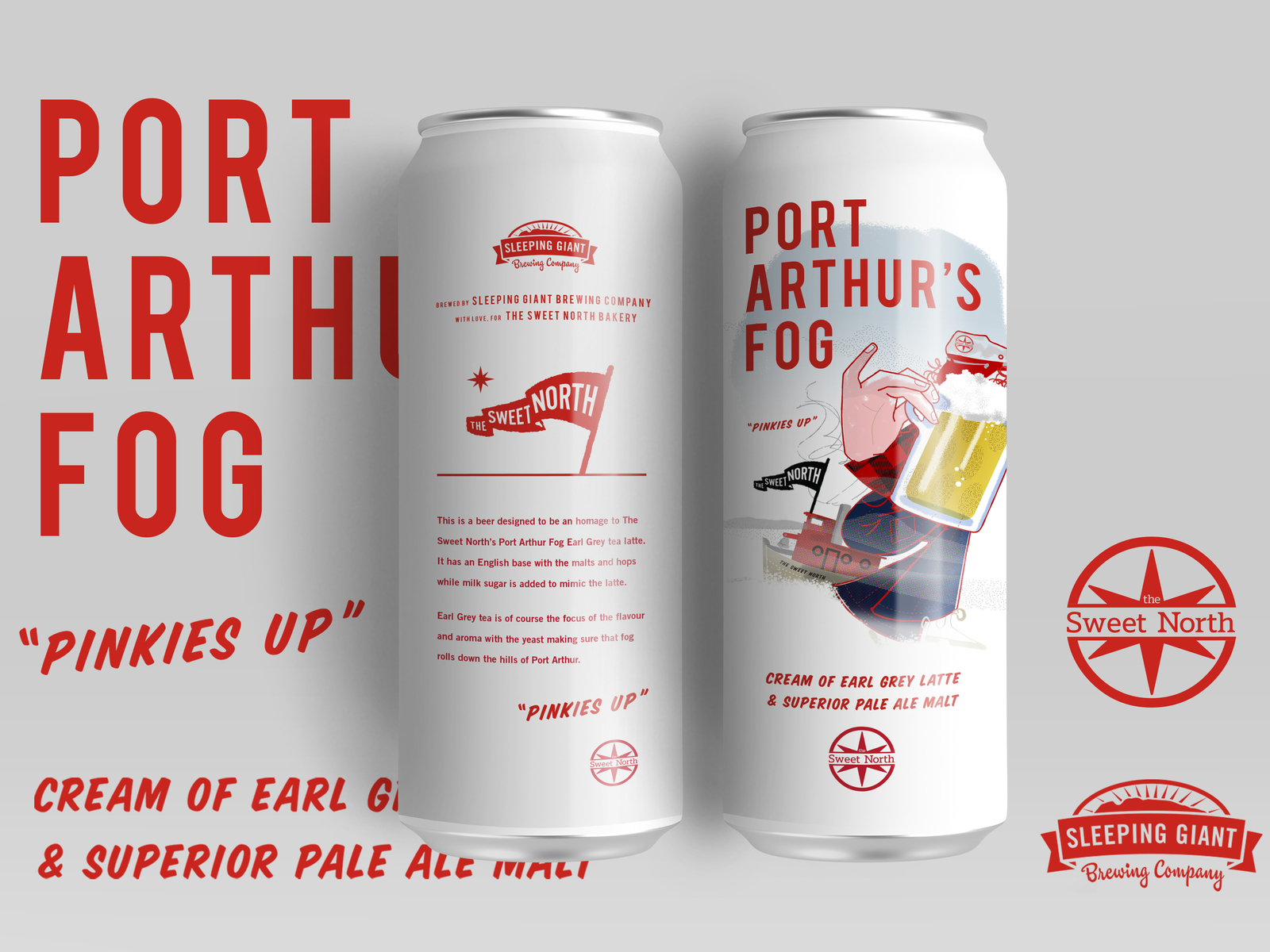 Port Arthur's Fog Beer beer can canada craft beer earl grey flag fog illustration packaging tall can tea tugboat