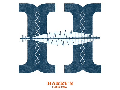 H for Harry dropcap fish h hand lettering mid century retro type vintage