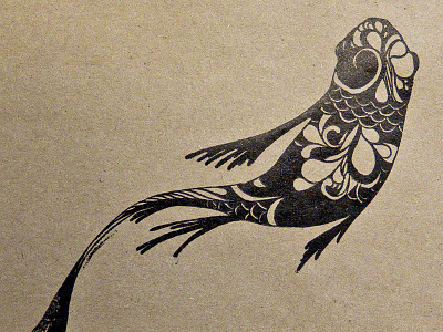 Koi Fish (full comp) abstract patterns animal fish goldfish ink jason kan koi letterpress linoleum newsprint print printing proof press