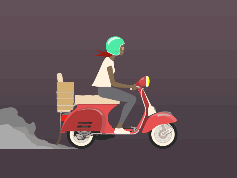 Vespa Girl animated gif animation character gif illustration loop looping moped motion motion graphics vehicle vespa