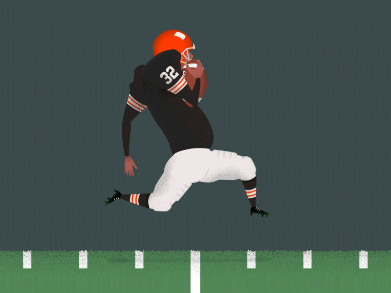 Football Running Back animated gif animation cleveland browns football gif illustration jim brown motion design motion graphics nfl run cycle sports