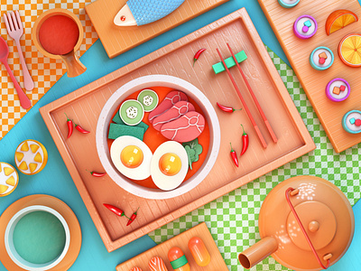 Food Temptation 3d design food hot pot table