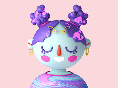 Cute Girl 3d cute design girl ip purple