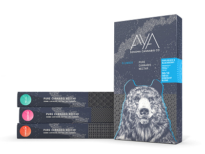 AYA Brand and Packaging bear branding cannabis cosmic elk ligo logo medical marijuana milky way owl packaging raven
